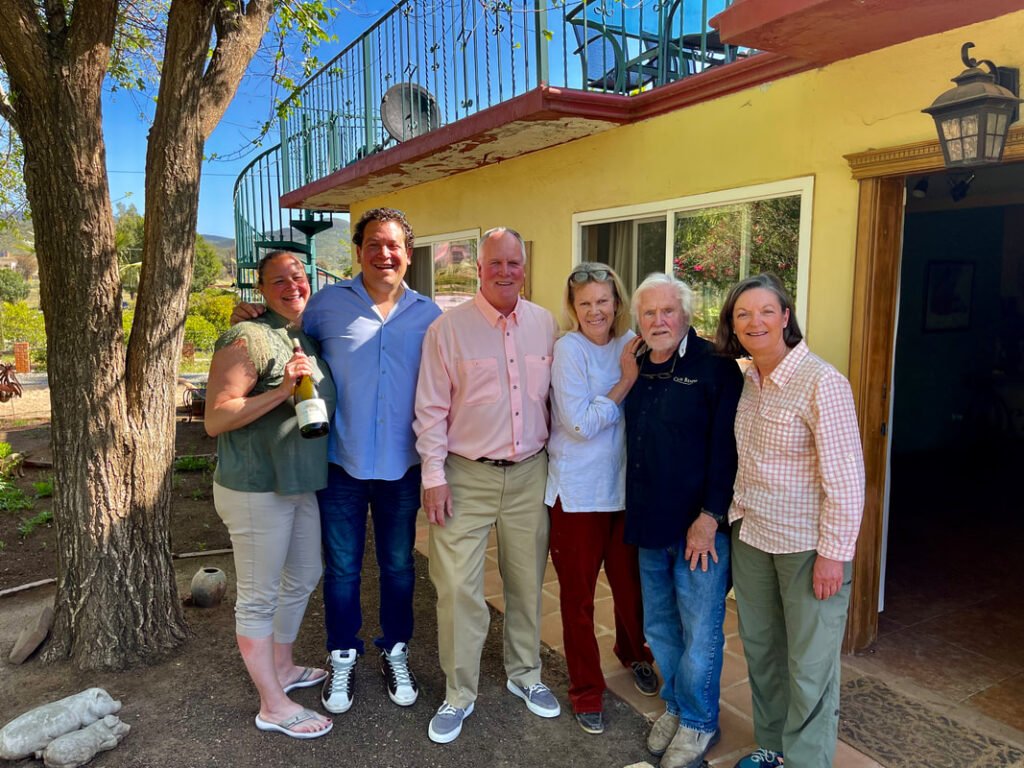 Winery owners with Marcus Giuliano and Jamie. Mexico wine tours.